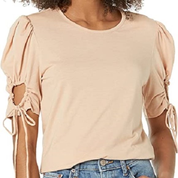 Rebecca Taylor Keyhole Sleeve Top Apricot - Picture 1 of 4